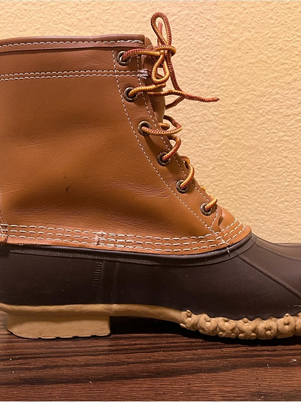 L.L.Bean Men's 8” Duck Boots Gore-Tex/Thinsulate Brown/Tan Leather SIZE 9 D